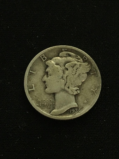 1936 United States Mercury Dime - 90% Silver Coin