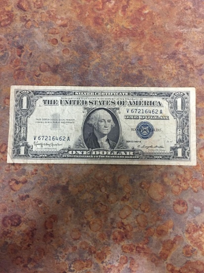 1957-B United States $1 Washington Silver Certificate Currency Bill Note