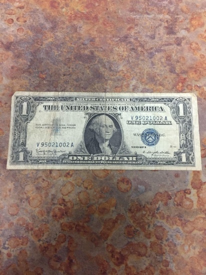 1957-B United States $1 Washington Silver Certificate Currency Bill Note