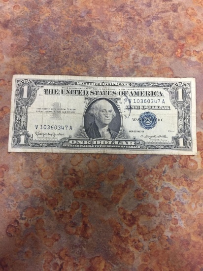 1957-B United States $1 Washington Silver Certificate Currency Bill Note