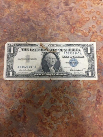 1957 United States $1 Washington Silver Certificate Currency Bill Note