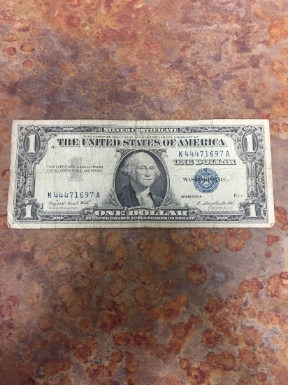 1957-A United States $1 Washington Silver Certificate Currency Bill Note