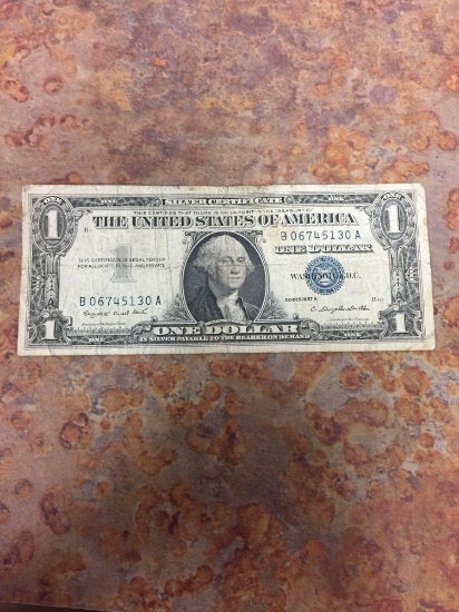 1957-A United States $1 Washington Silver Certificate Currency Bill Note