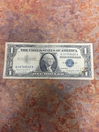 1957-A United States $1 Washington Silver Certificate Currency Bill Note