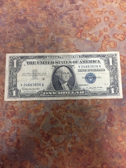 1957-B United States $1 Washington Silver Certificate Currency Bill Note