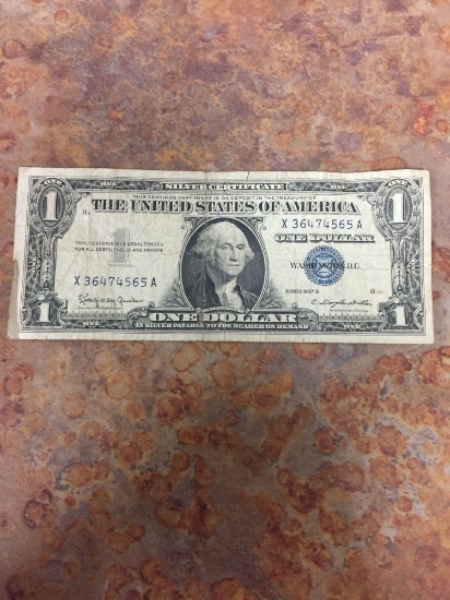 1957-B United States $1 Washington Silver Certificate Currency Bill Note