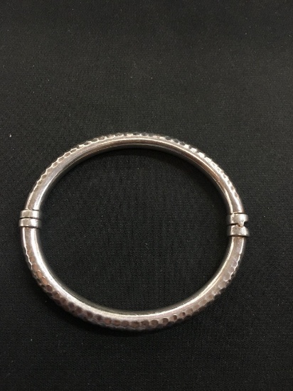 Thai Made Hammered Sterling Silver Hinged Bangle Bracelet