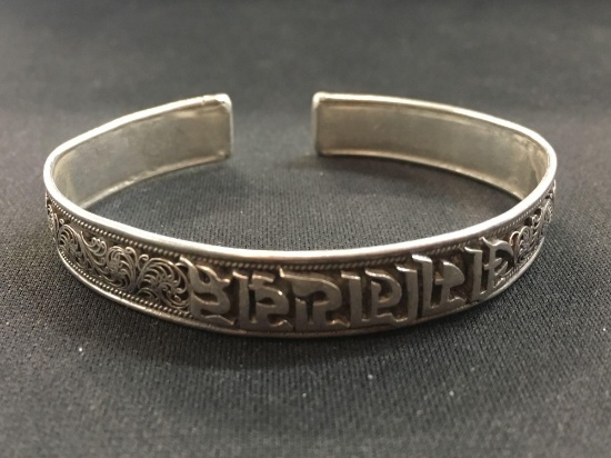 Handmade "Hindu" Styled Sterling Silver Cuff Bracelet