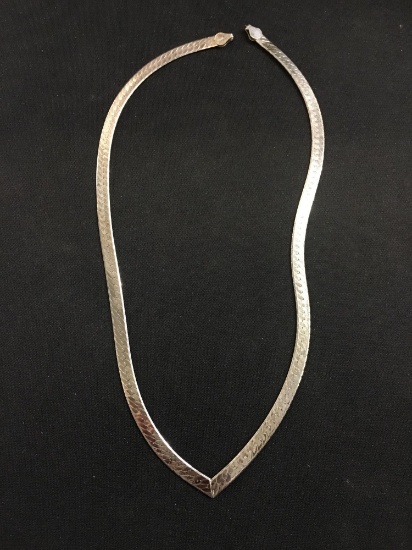 Italian Made "Chevron" Styled 18" Sterling Silver Herringbone Necklace