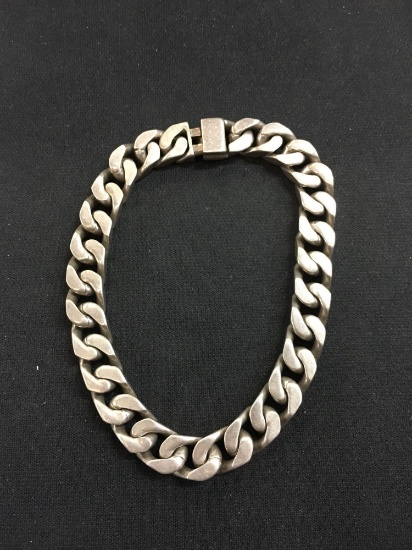 Solid Large Sterling Silver 10" Curb Link Bracelet - 64 Grams