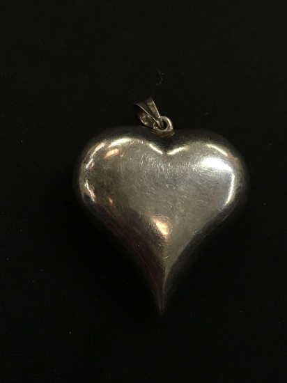 Extra Large Sterling Silver Bold Puffy Heart Pendant