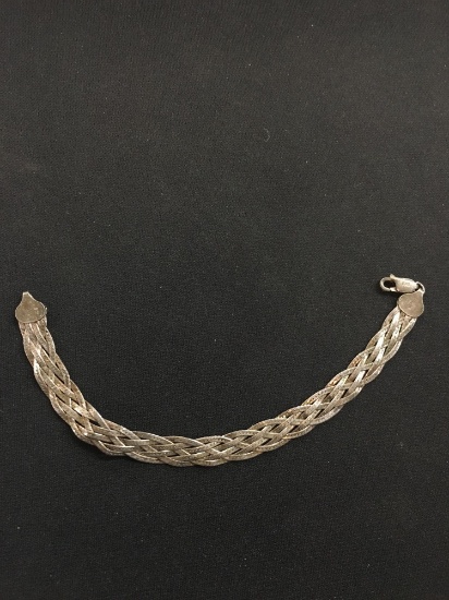 "FAS" Italian Designed Sterling Silver Braided Herringbone 7" Bracelet