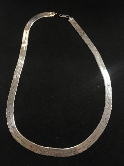 Large Italian Made 10 mm Wide 24" Herringbone Necklace- 60 Grams