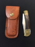 Klein Tools 44037 Folding Pocket Knife with Leather Sheath