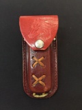 Vintage Schrade LB7 Folding Pocket Knife in Leather Sheath
