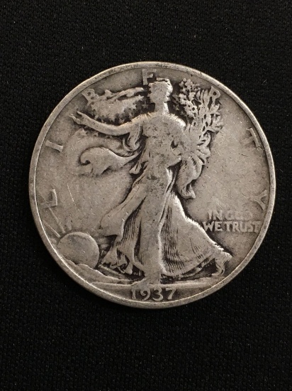 1937 United States Walking Liberty Silver Half Dollar - 90% Silver Coin