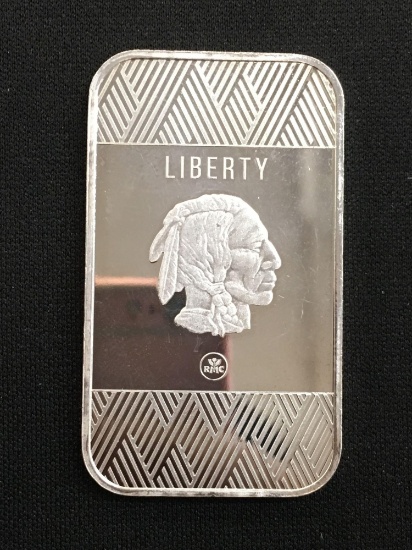 1 Troy Ounce .999 Fine Silver Buffalo Indian Head Silver Bullion Bar