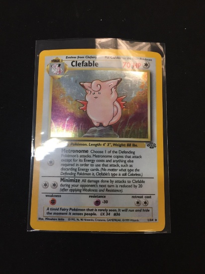 Pokemon Clefable Jungle 1st Edition Holofoil Rare Card 1/64