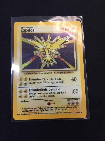 Pokemon Zapdos Holofoil Rare Card 16/102