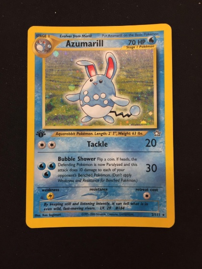 Pokemon Azummarill 1st Edition Holofoil Rare Card 2/111