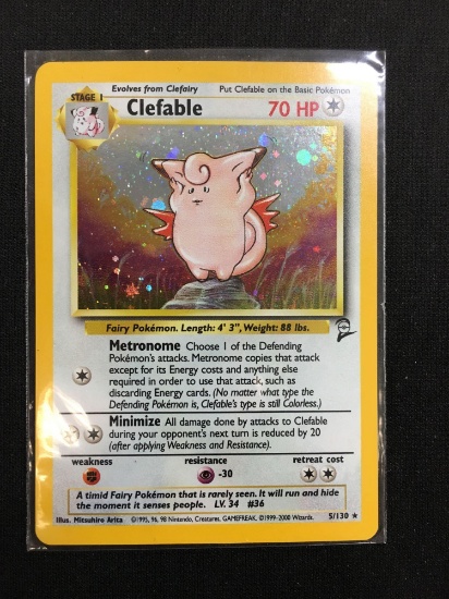 Pokemon Clefable Holofoil Rare Card 5/130