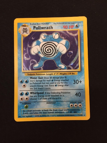 Pokemon Poliwrath Base Set Holofoil Rare Card 13/102