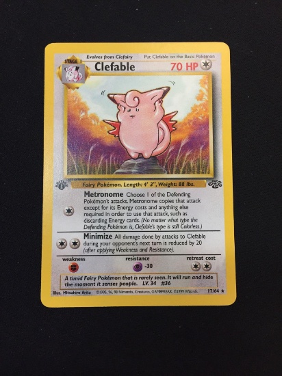 Pokemon Clefable Jungle 1st Edition Rare Card 17/64
