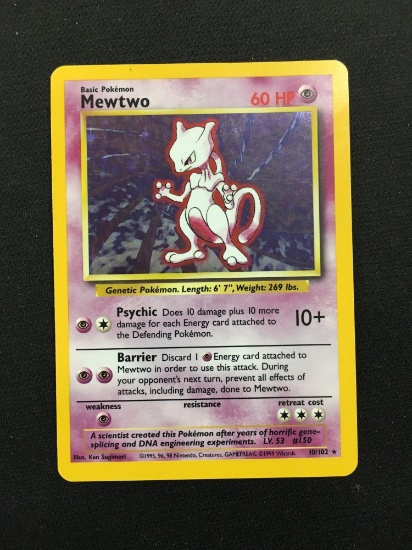 Pokemon Mewtwo Base Set Holofoil Rare Card 10/102