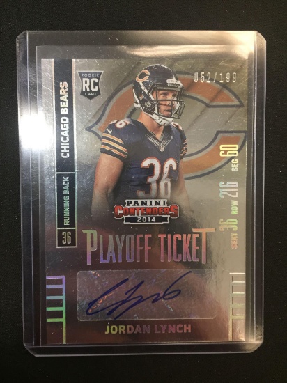 2014 Panini Contenders Playoff Jordan Lynch Bears Rookie Autograph Card /199