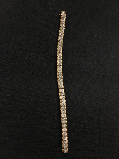 Diamond Accented Two-Tone Sterling Silver 7" Link Bracelet