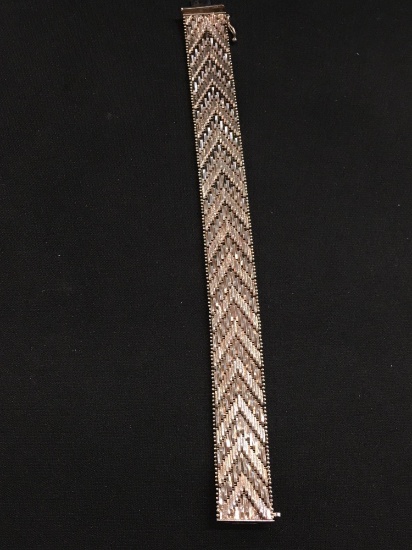 "Milor" Italian Made Sterling Silver Riccio 18mm Wide Link Bracelet - 43 Grams
