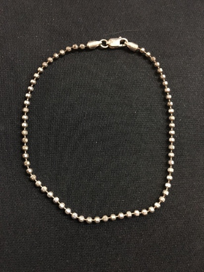 Italian Made Sterling Silver Faceted Ball Link 9" Bracelet