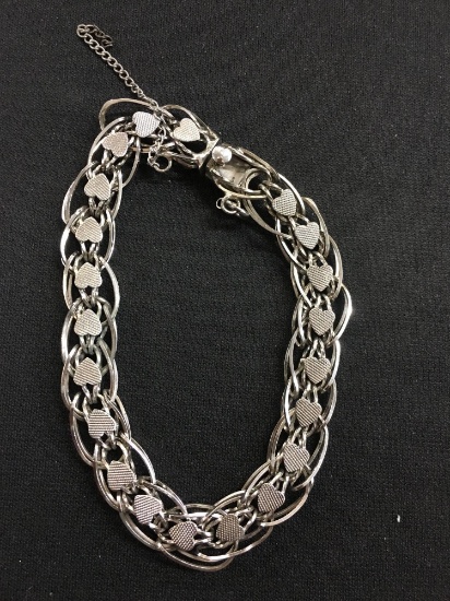 Sterling Silver Woven Heart Styled 8" Link Bracelet