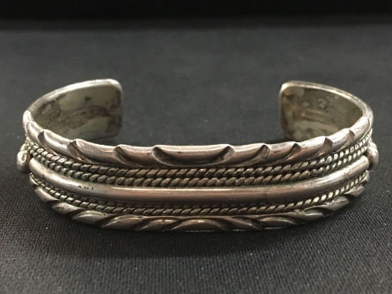 Old Pawn Mexico Handmade Sterling Silver 15 mm Wide Cuff Bracelet - 33 Grams
