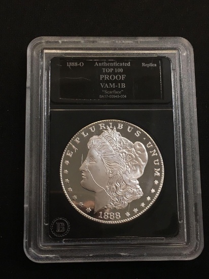 1888-O Replica Proof VAM-1B Morgan Silver Dollar "Scarface" in Graded Holder