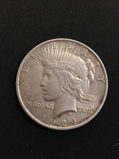 1924 United States Silver Peace Dollar - 90% Silver Coin