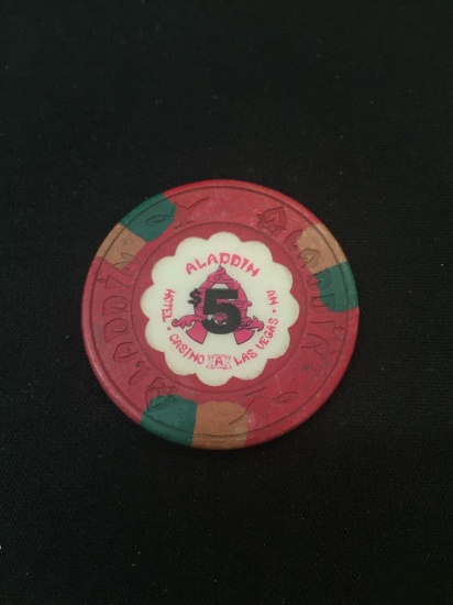 Vintage Aladdin Casino - Las Vegas, Nevada - $5 Casino Chip - RARE