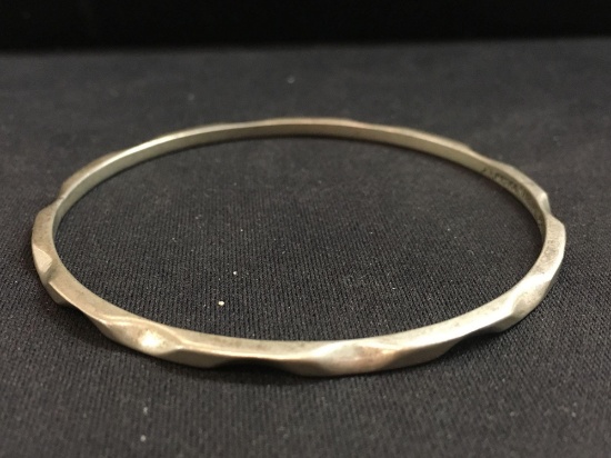 Old Pawn Mexico Hand-Crafted Sterling Silver Solid Bangle Bracelet
