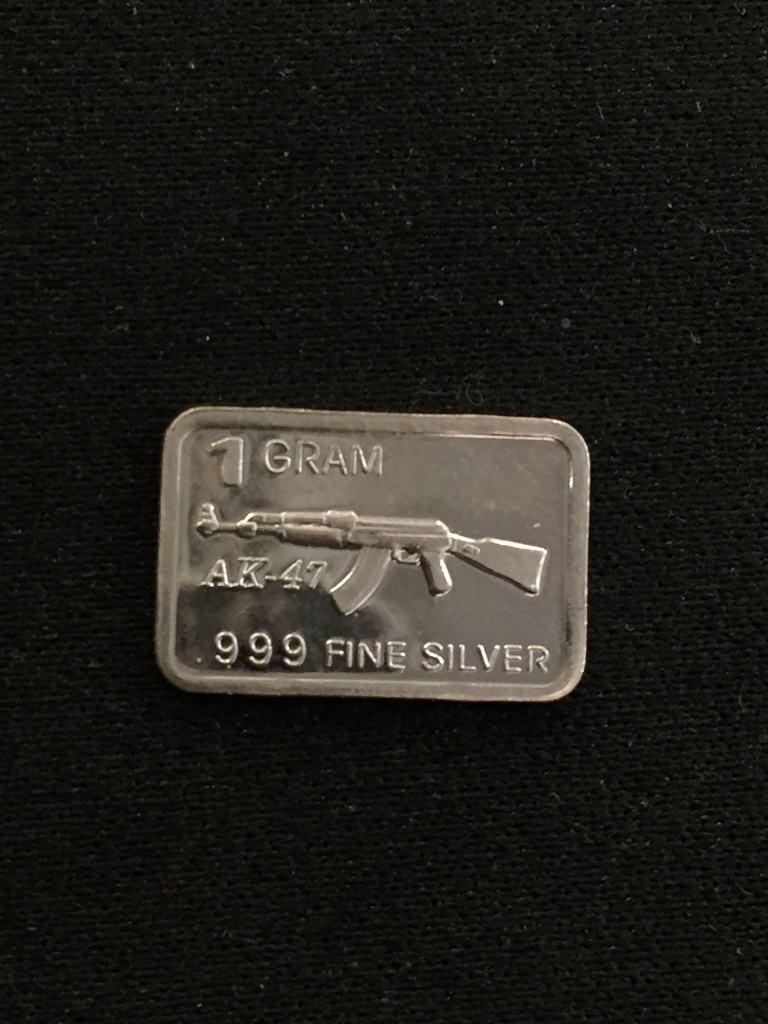 AK-47 1 Gram .999 Fine Silver Bar 