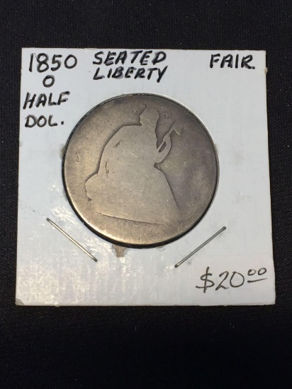 1850-O United States Seated Half Dollar 90% Silver Coin - Fair