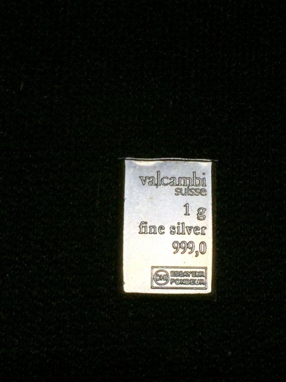 1 Gram .999 Fine Silver Valcambi Bullion Bar