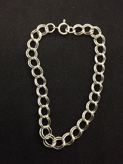 Double Curb Link 7" Sterling Silver Bracelet
