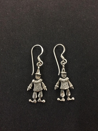 Dancing Clowns Sterling Silver Pair of Earrings