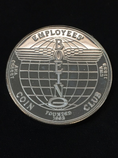 Rare 1992 1.5 Ounce .999 Fine Silver Boeing Employees Club Coin - Very Rare Silver Bullion Coin