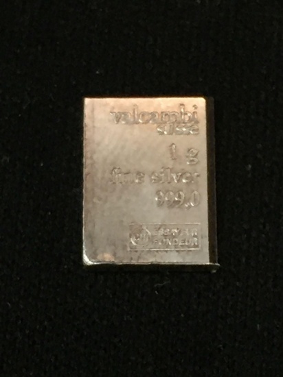 Rare 1 Gram .999 Fine Silver Valcambri Suisse Silver Bullion Bar