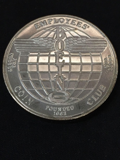 Rare 1989 1.5 Ounce .999 Fine Silver Boeing Employees Club Coin - Very Rare Silver Bullion