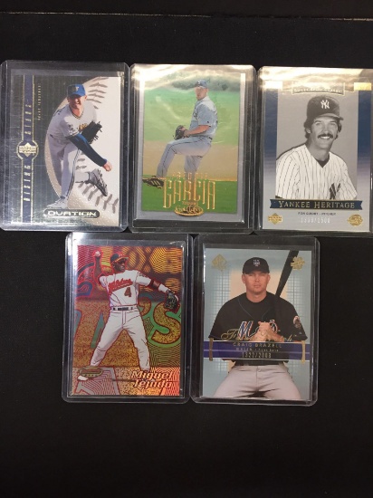 5 Card Lot of Baseball Serial Numbered Inserts, Rare Cards, Star Cards! Awesome!