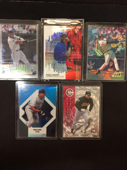 5 Card Lot of Baseball Serial Numbered Inserts, Rare Cards, Star Cards! Awesome!