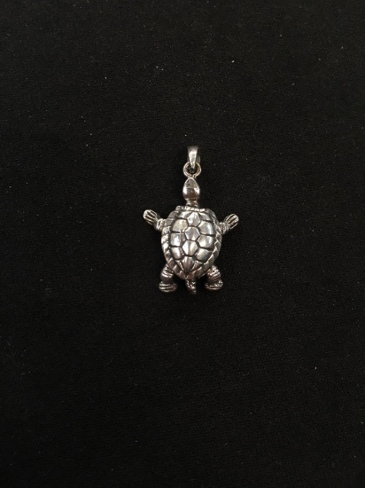 Adorable Dancing Tortoise Styled Sterling Silver Pendant