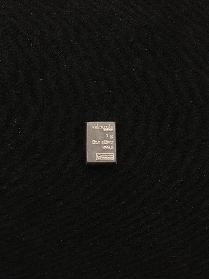 Rare 1 Gram .999 Fine Silver Valcambri Suisse Silver Bullion Bar